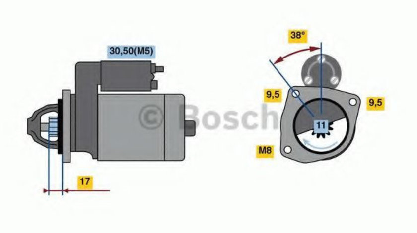 Starter PEUGEOT 207 (WA, WC) (2006 - 2016) BOSCH 0 986 023 580 piesa NOUA