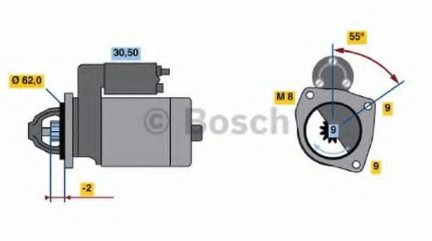 Starter PEUGEOT 307 (3A/C) (2000 - 2016) BOSCH 0 986 013 850 piesa NOUA