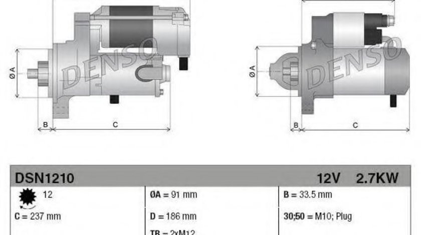 Starter TOYOTA LAND CRUISER 200 (VDJ2_, UZJ2_) (2007 - 2016) DENSO DSN1210 piesa NOUA