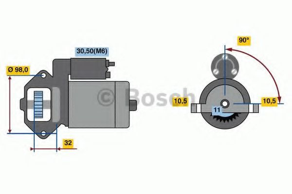 Starter VOLVO S40 II (MS) (2004 - 2016) BOSCH 0 986 023 570 piesa NOUA