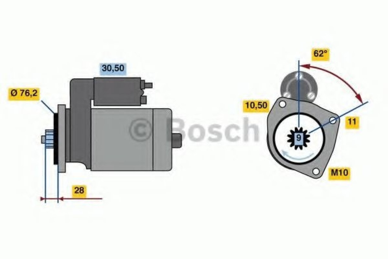 Starter VW TOUAREG (7P5) (2010 - 2016) BOSCH 0 986 024 050 piesa NOUA