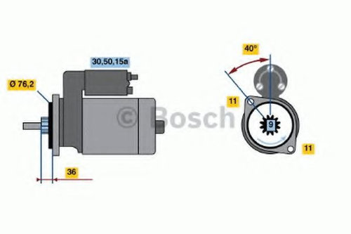 Starter VW TRANSPORTER IV bus (70XB, 70XC, 7DB, 7DW, 7DK) (1990 - 2003) BOSCH 0 986 018 200 piesa NO...