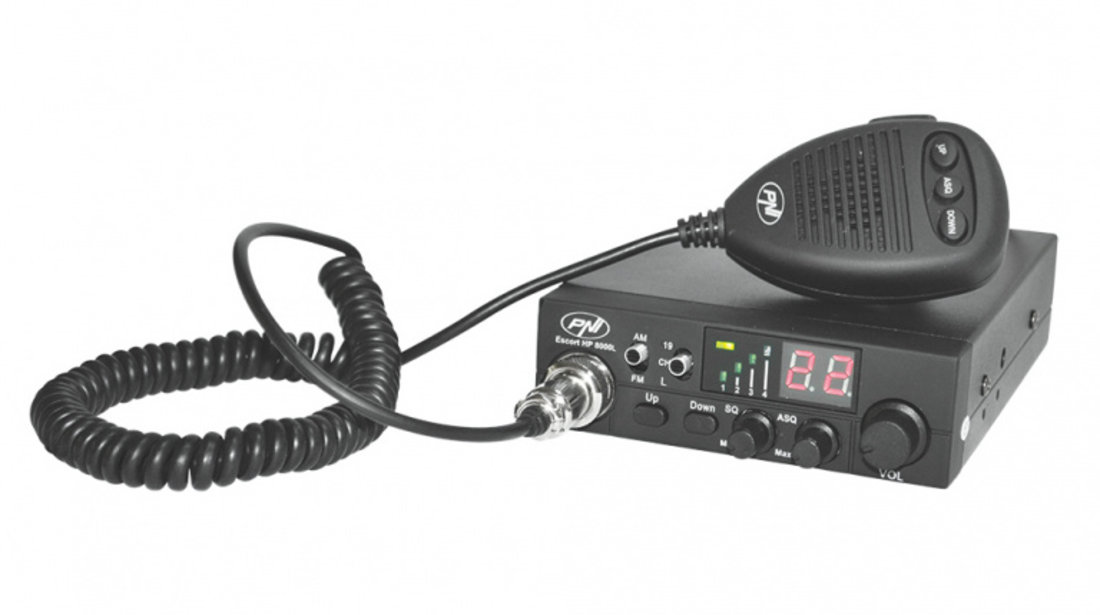 Statie radio CB PNI Escort HP 8000L cu ASQ reglabil, 12V, 4W, Lock, mufa de bricheta inclusa PNI-HP8000L