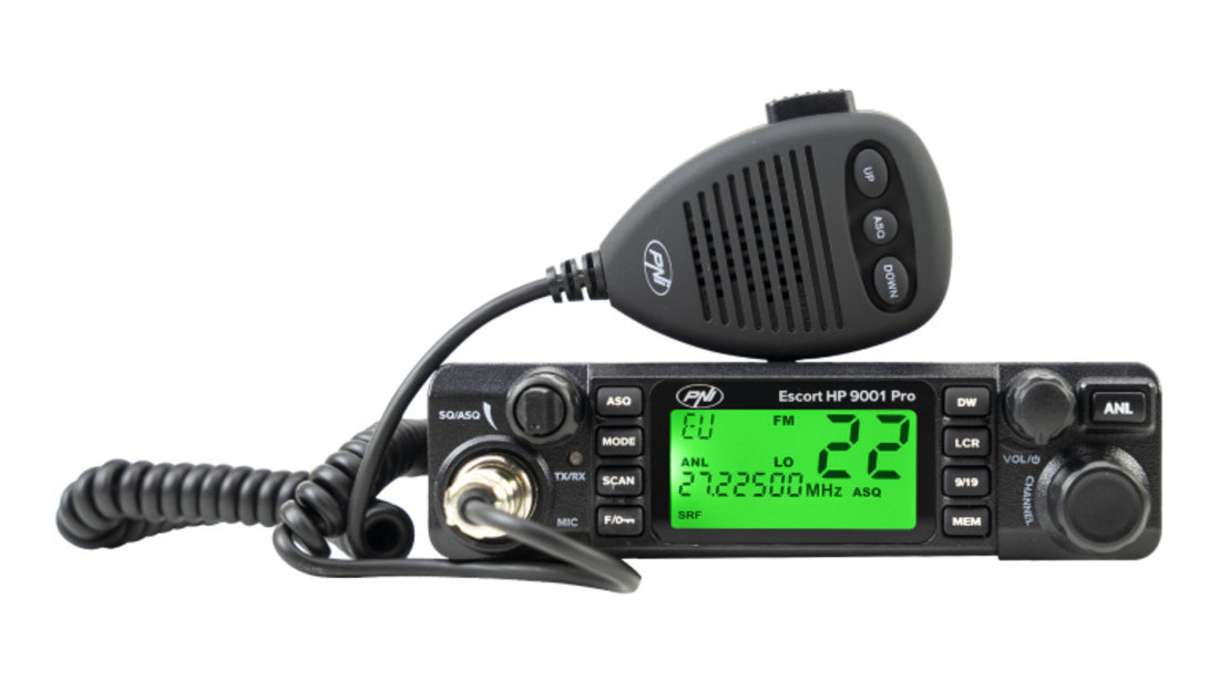 Statie radio CB PNI Escort HP 9001 PRO ASQ reglabil, AM-FM, 12V/24V, 4W, Scaun, Dual Watch, ANL, ecran multicolor PNI-HP9001P