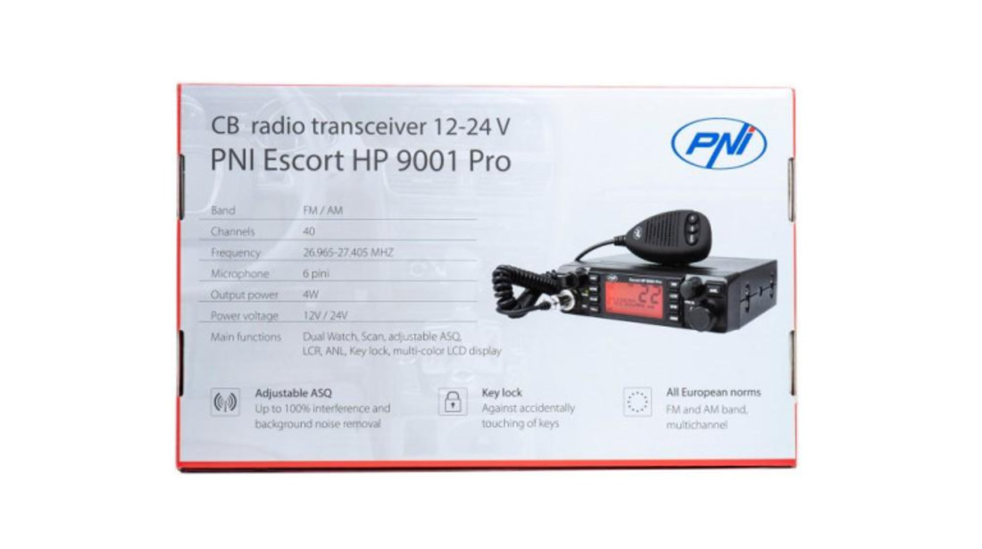 Statie radio cb pni escort hp 9001 pro asq reglabil, am-fm, 12v/24v, 4w, scaun, dual watch, anl, ecran multicolor UNIVERSAL Universal #6 PNI-HP9001P