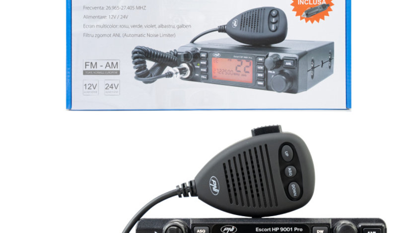 Statie radio CB PNI Escort HP 9001 PRO ASQ reglabil, AM-FM, 12V/24V, 4W, Scaun, Dual Watch, ANL, ecran multicolor PNI-HP9001P