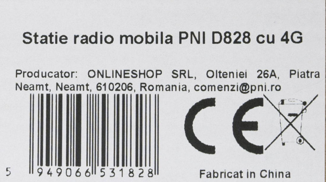 Statie radio mobila PNI D828, GSM 4G, Android 5.1.1., ecran color 1.77 inch, 12V, IP54 PNI-D828-S
