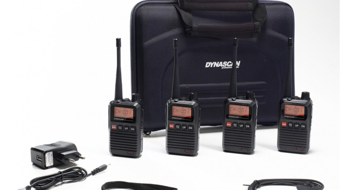 Statie radio PMR portabila PNI Dynascan R-10, 0.5W, 8CH, DCS, CTCSS, Radio FM, Quadset cu 4 bucati PNI-DYN-R10Q