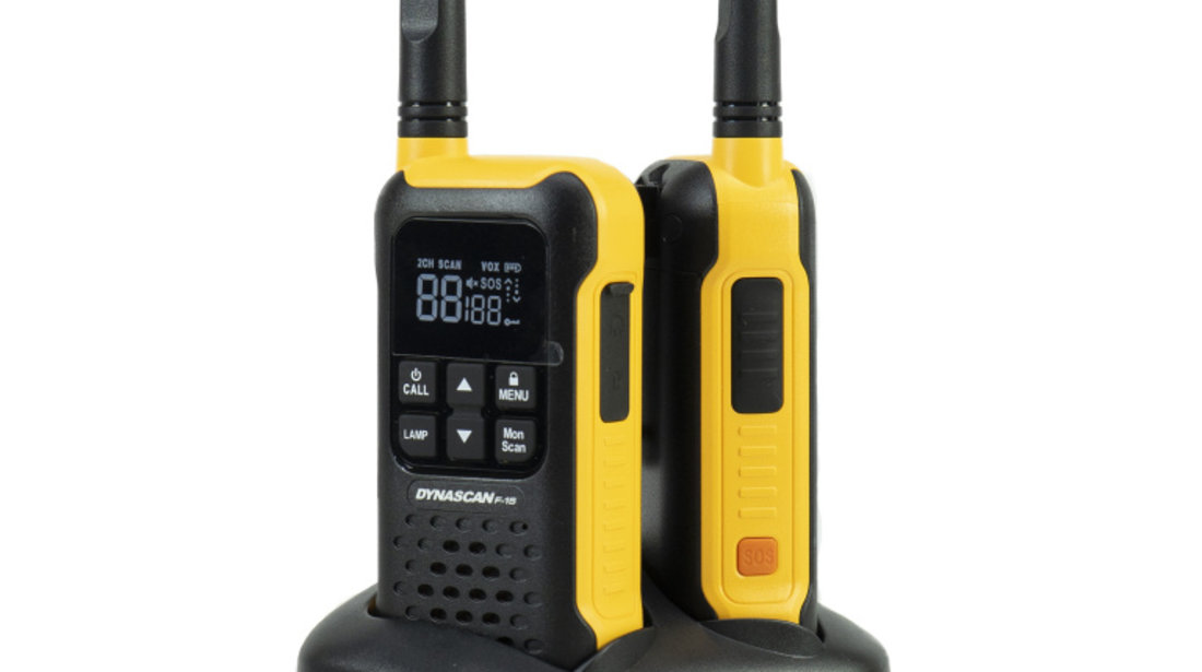 Statie radio portabila PMR PNI Dynascan F-15, 446MHz, 0.5W, 16CH, Waterproof IP67, set 2 bucati PNI-DYN-F-15