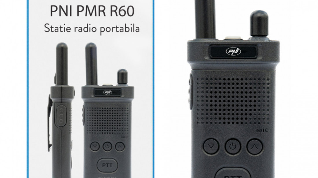 Statie radio portabila PNI PMR R60 446MHz, 0.5W, Scaun, blocare taste, SOS, Monitor, acumulator 1200mAh PNI-PMR-R60