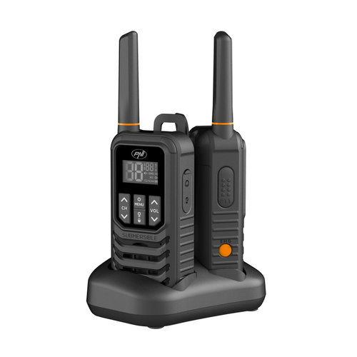 Statie radio portabila PNI PMR R80 PRO, set cu 2 bucati, 0.5W, 16 canale, Waterproof IP67, cu lanter...