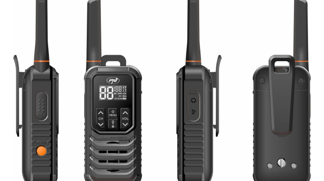 Statie radio portabila PNI PMR R80 PRO, set cu 2 buc, 0.5W PNI-PMR-R80-S