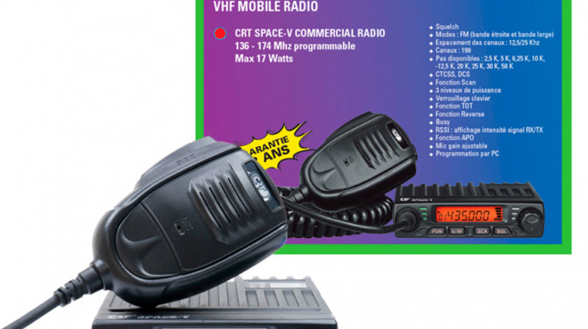 Statie radio VHF CRT SPACE V 136-174MHz, 199 canale, progamabila pe PC, 13.8 Vdc, Talk Around, Scaun, Squelch, BCL, Mic Gain PNI-CRTSP-V