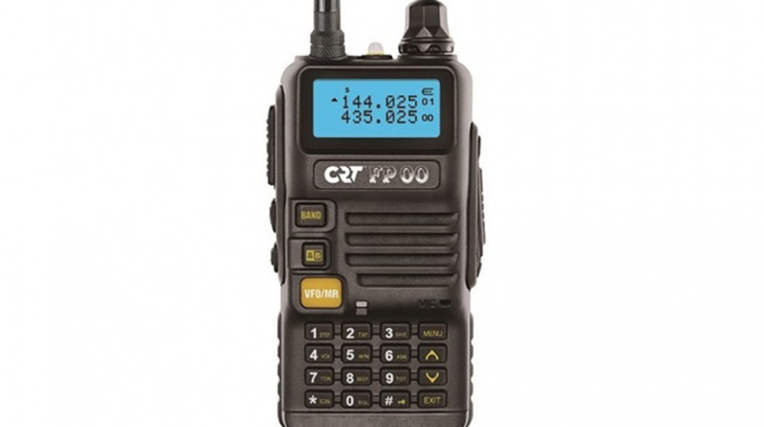 Statie radio VHF/UHF portabila CRT FP00 dual band 136-174 si 400-440 MHz culoare Negru, VOX, 128 canale, Scaun, Programabila, Lanterna, FM radio, T.O.T, Repeater PNI-CRTFP00B