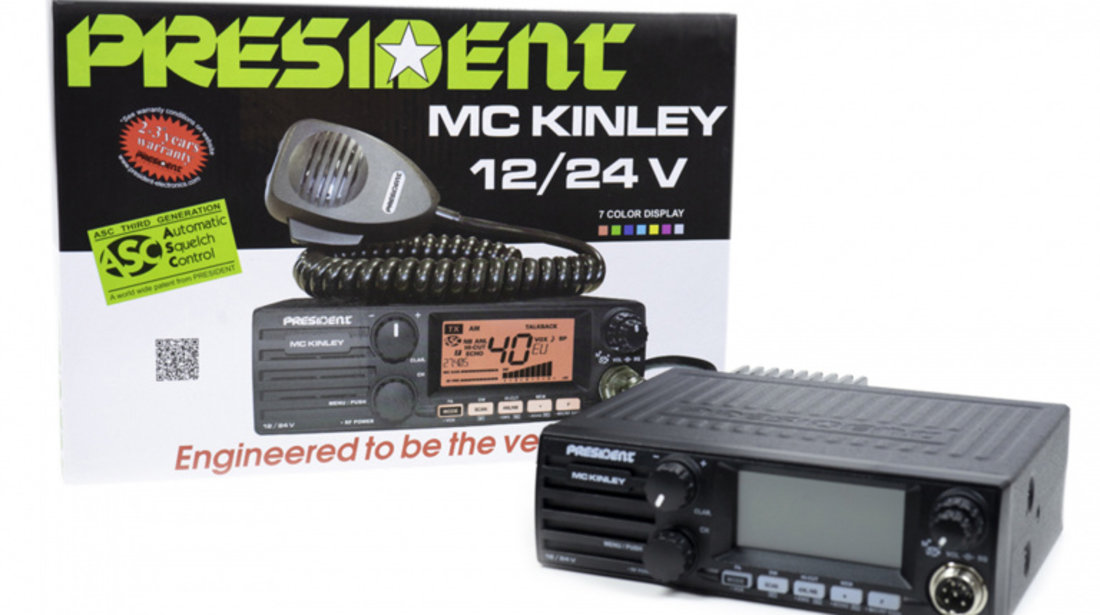 Statie radioamatori President MC KINLEY ASC AM FM LSB, USB, SSB 40CH ANL NB Hi-Cut 12/24V PNI-TXPR600