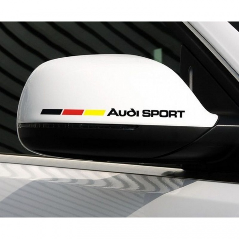 Sticker Oglinda Exterioara Audi Sport Germany Negru Set 2 Buc