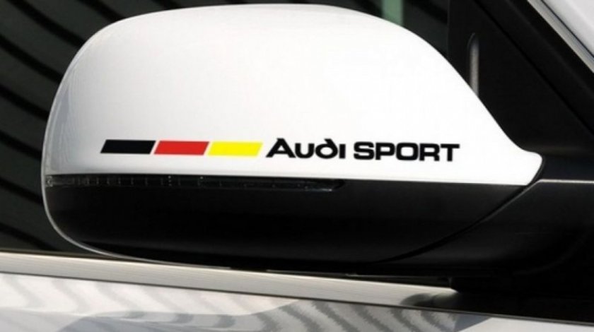 Sticker Oglinda Exterioara Audi Sport Germany Negru Set 2 Buc