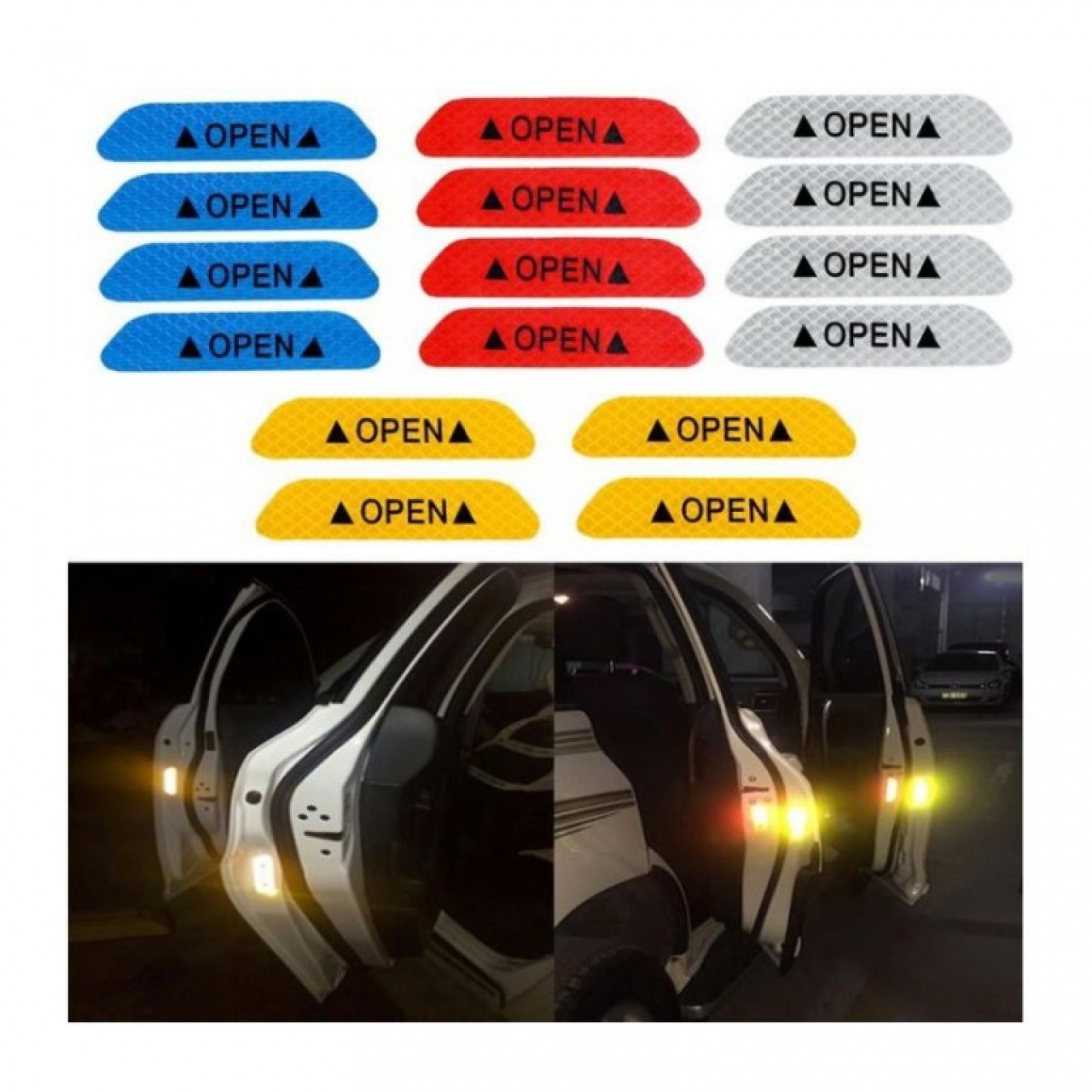 Sticker Reflectorizant Usa Open V2 Rosu 15X4CM Set 4 Buc