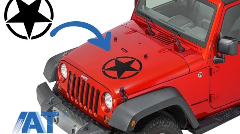 Sticker Stea Negru Universal compatibil cu Jeep, SUV, Camioane sau alte Autoturisme