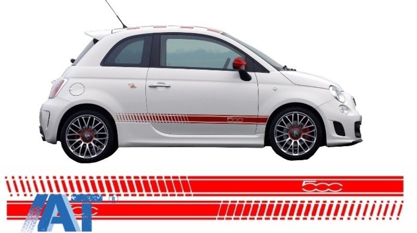 Stickere Laterale compatibil cu FIAT 500 (2007+) Rosu