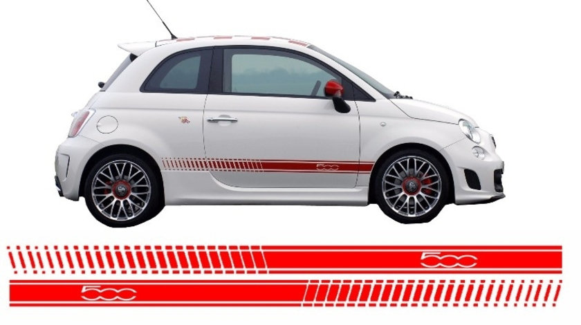 Stickere Laterale compatibil cu FIAT 500 (2007+) Rosu STICKERF500