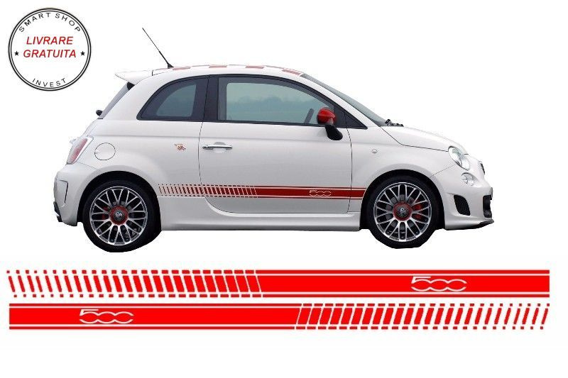 Stickere Laterale FIAT 500 (2007+) Rosu- livrare gratuita