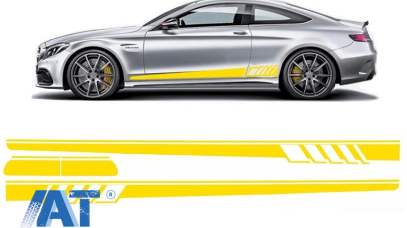 Stickere Laterale Galben Mat compatibil cu Mercedes Clasa C C205 Coupe A205 Cabriolet (2014-up)