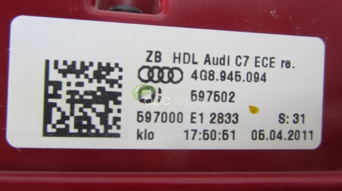 Stop dreapta Haion Audi A7 4G an 2013  cod 4G8945094