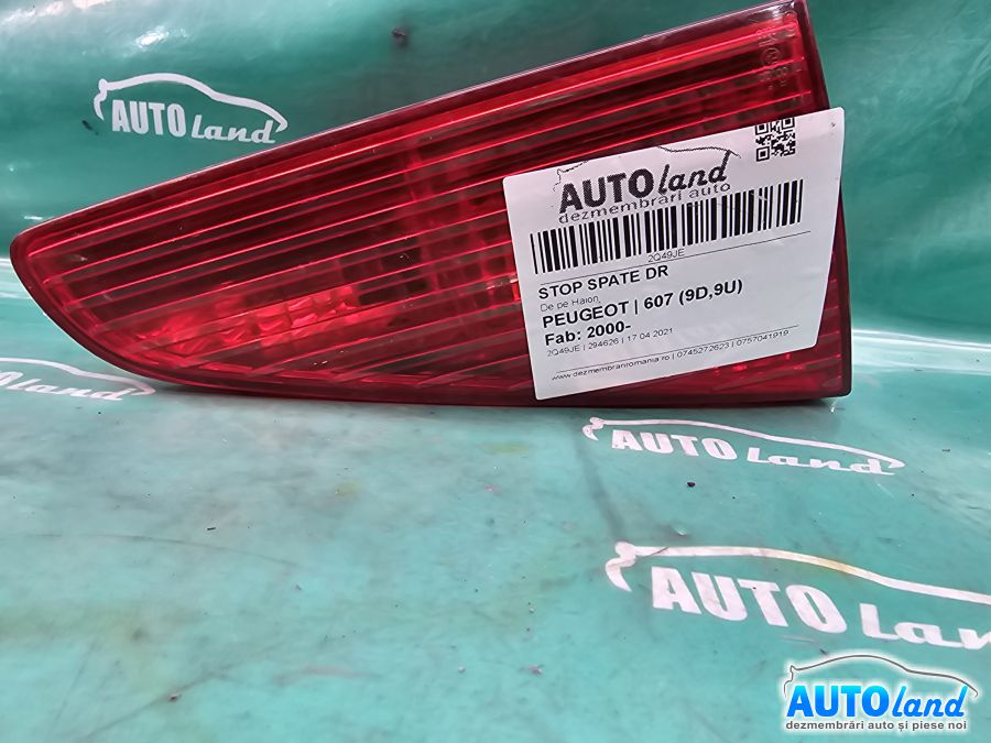 Stop Spate Dreapta De pe Haion Peugeot 607 9D,9U 2000
