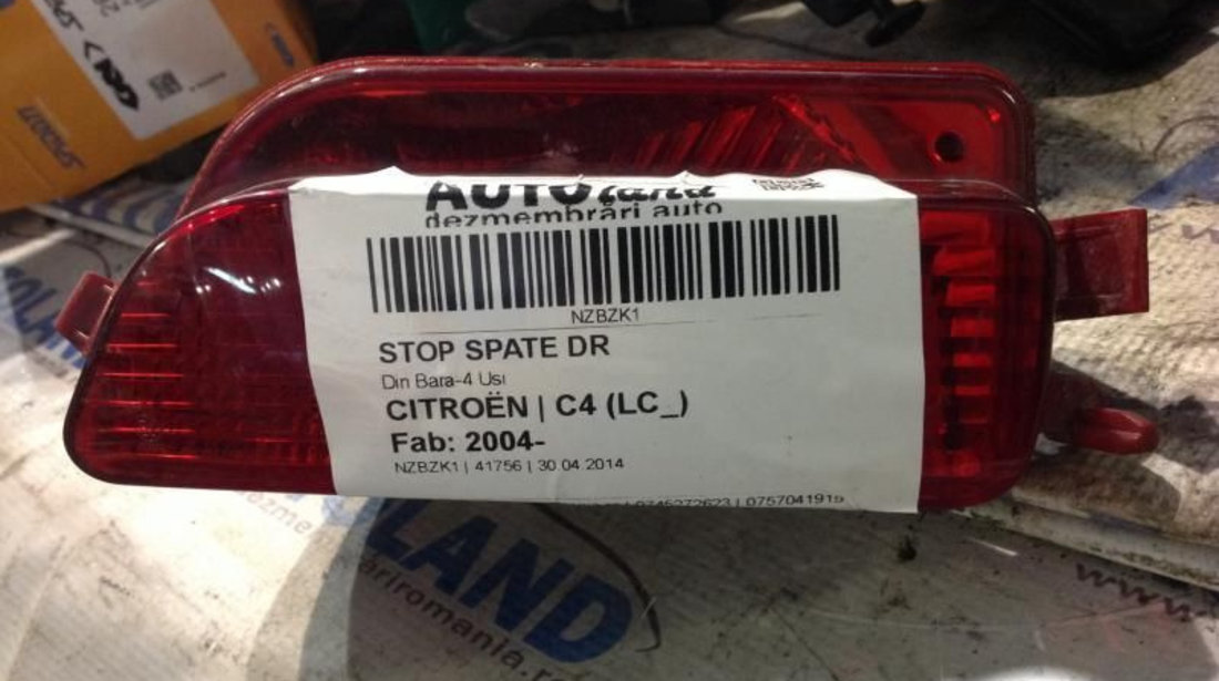 Stop Spate Dreapta Din Bara-4 Usi Citroen C4 LC 2004