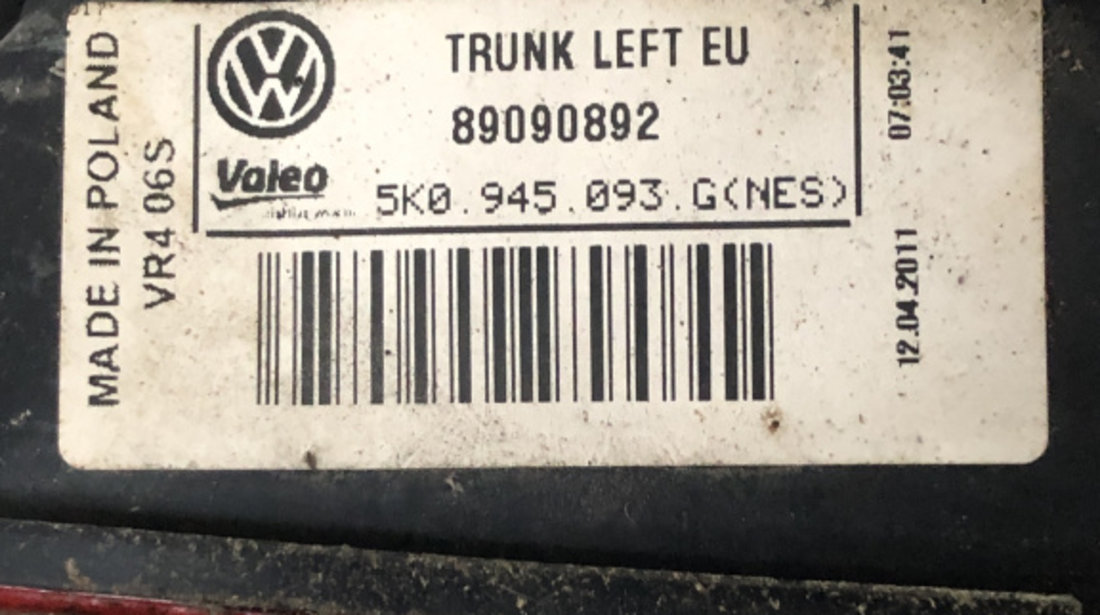 Stop stanga haion Volkswagen Golf 6 Hatchback 1.4 TSI Manual, 122cp sedan 2011 (5K0945093)