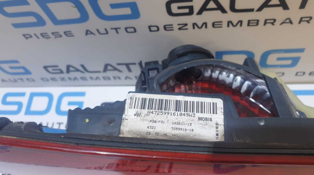 Stop Tripla Lampa Dreapta de pe Capota Haion Portbagaj cu Defect BMW Seria 3 F30 2010 - 2015 Cod 7259916