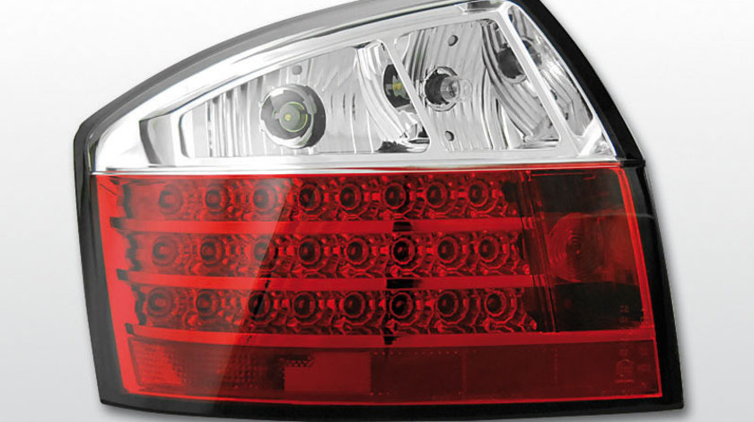 Stopuri AUDI A4 SEDAN 2000-2004, rosu-alb pe LED