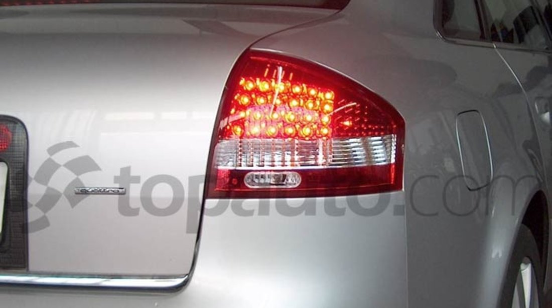 STOPURI CU LED AUDI A6 FUNDAL RED/CRISTAL -COD AU11001