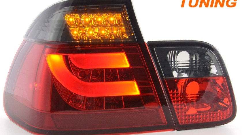 STOPURI FIBRA OPTICA BMW 3ER E46 98-01 LIMOUSINE – FUNDAL ROSU FUMURIU