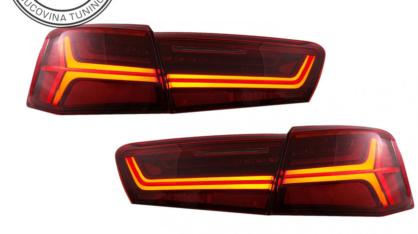 Stopuri Full LED Audi A6 4G C7 (11-14) Red/Clear Facelift Design Semnalizare Secventiala