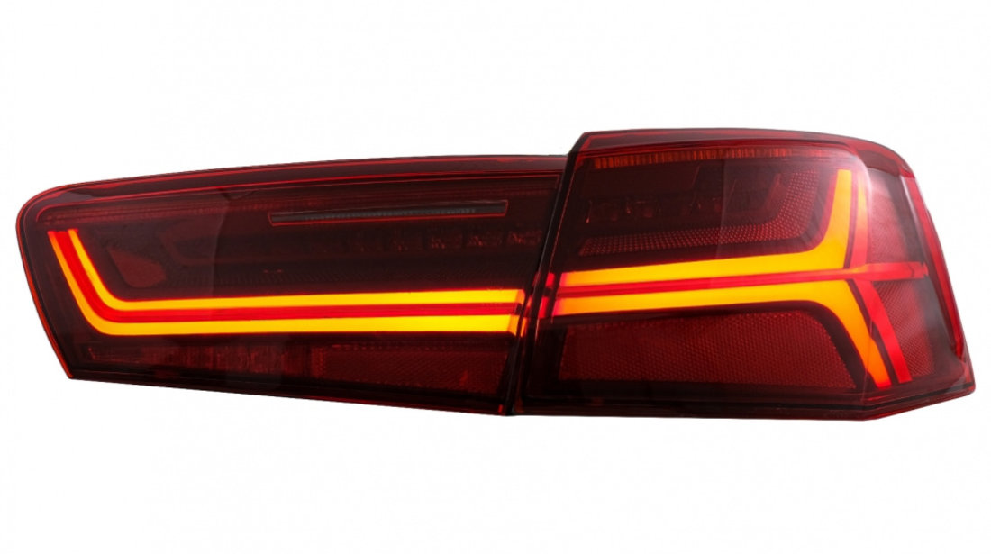 Stopuri Full LED compatibil cu Audi A6 4G C7 (2011-2014) Red Clear Facelift Design Semnalizare Secventiala TLAUA64GRC