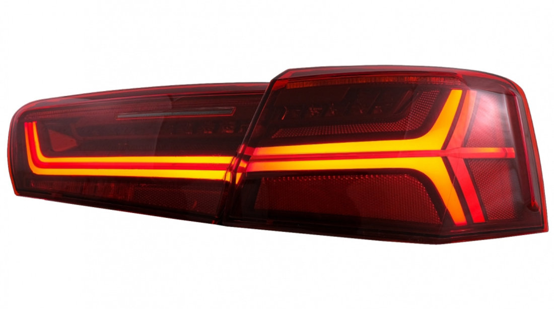 Stopuri Full LED compatibil cu Audi A6 4G C7 (2011-2014) Red Clear Facelift Design Semnalizare Secventiala TLAUA64GRC