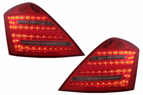 Stopuri Full LED compatibil cu Mercedes S-Class W221 (2005-2009) Facelift Design Rosu Clar cu Semnal...