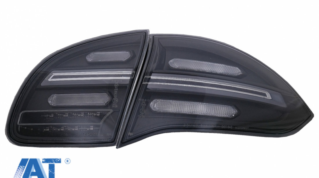 Stopuri FULL LED compatibil cu Porsche Cayenne 958 E2 92A Prefacelift (2010-2014) Negru Smoke cu Indicatoare Dinamice