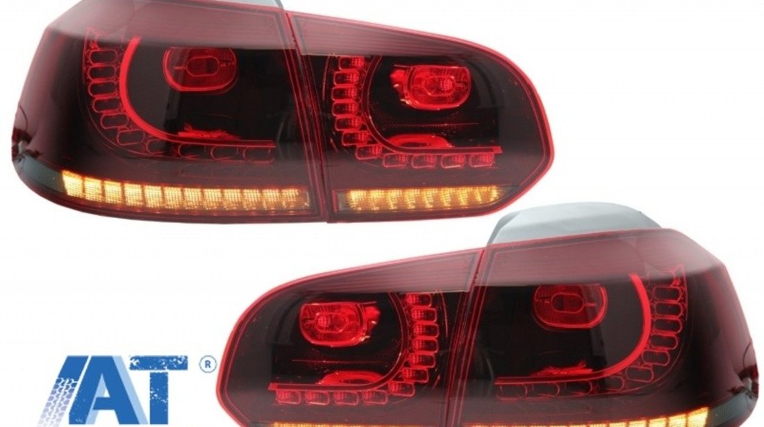 Stopuri Full LED compatibil cu VW Golf 6 VI (2008-2013) R20 Design Rosu Fumuriu cu Semnal Dinamic