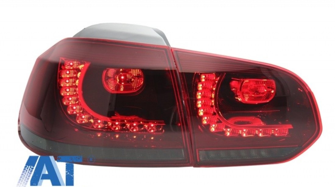 Stopuri Full LED compatibil cu VW Golf 6 VI (2008-2013) R20 Design Rosu Fumuriu cu Semnal Dinamic