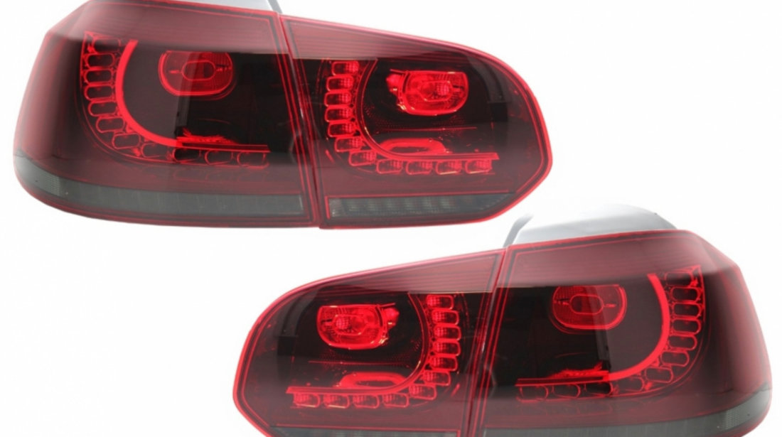 Stopuri Full LED compatibil cu VW Golf 6 VI (2008-2013) R20 Design Rosu Fumuriu cu Semnal Dinamic TLVWG6R20RSFW