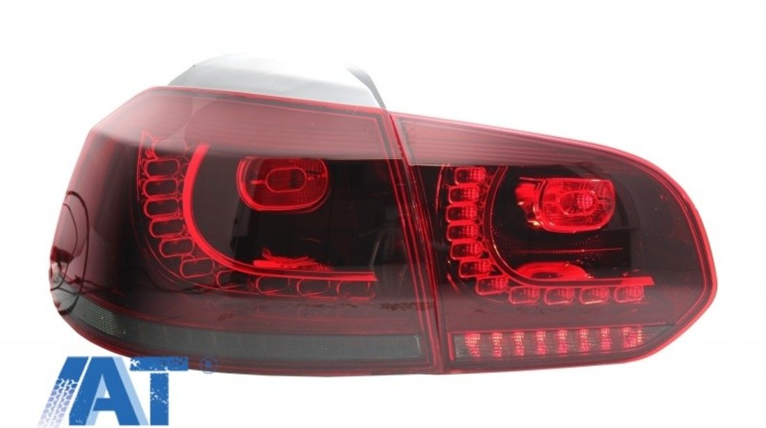 Stopuri Full LED compatibil cu VW Golf 6 VI (2008-2013) R20 Design Rosu Fumuriu cu Semnal Dinamic