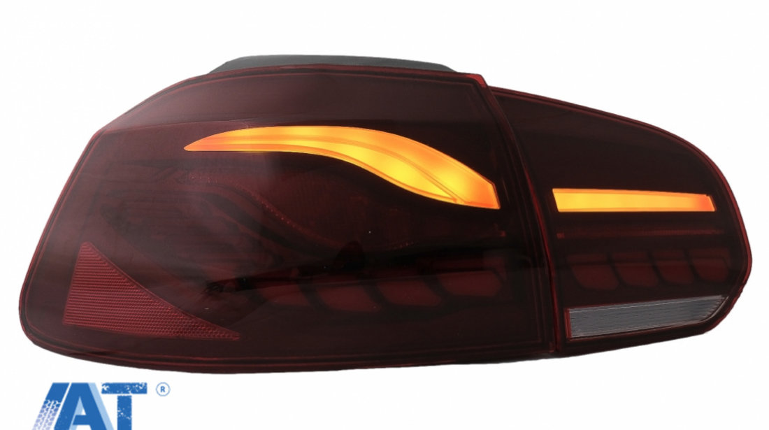 Stopuri Full LED compatibil cu VW Golf 6 VI (2008-2013) Rosu Fumuriu cu Semnal Dinamic
