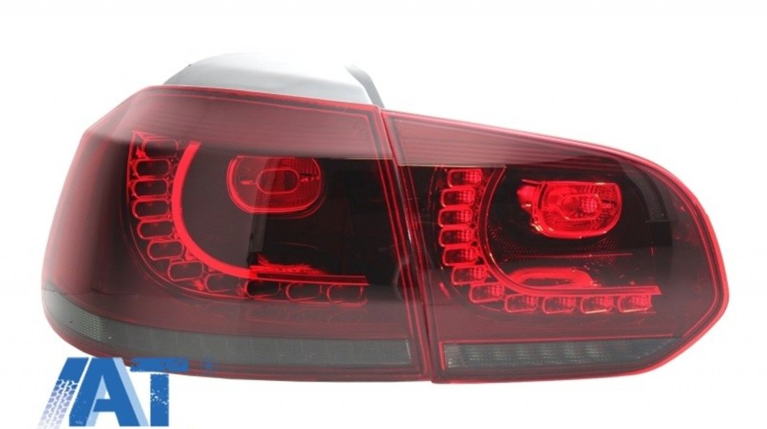 Stopuri Full LED compatibil cu VW Golf 6 VI (2008-2013) R20 Design Rosu Fumuriu cu Semnal Dinamic