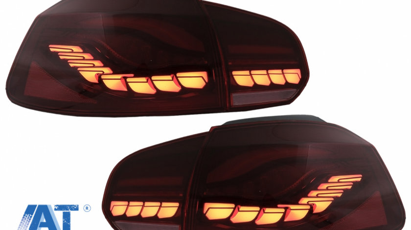 Stopuri Full LED compatibil cu VW Golf 6 VI (2008-2013) Rosu Fumuriu cu Semnal Dinamic