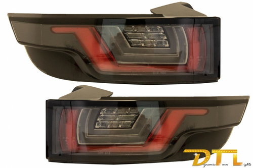 Stopuri Full LED compatibile cu Land Rover Range Rover Evoque (2011-2014) Negru Crom Semnal Dinamic ...