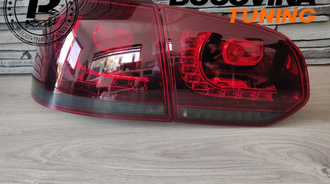 Stopuri full LED compatibile cu VW Golf 6 (08-12) Rosu Fumuriu