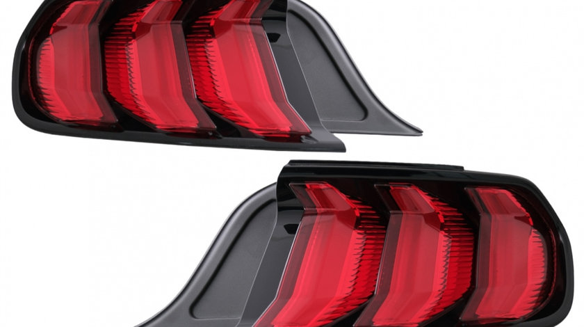 Stopuri Full LED Negre compatibile cu Ford Mustang VI S550 (2015-2019) Semnal Dinamic Secvential TLFMU